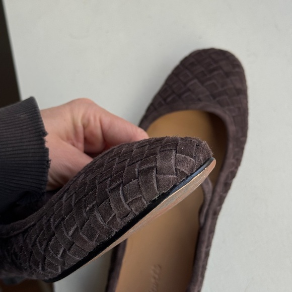 Madewell Greta Ballet Flats — Woven Suede Mary Jane Shoes in Dark Brown - Picture 4 of 4
